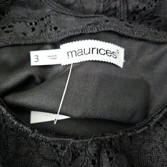 NWT MAURICES+ Lace Dress BLACK 3X Plus size Skater Whimsigoth Chic Lined Goth - Picture 4 of 9